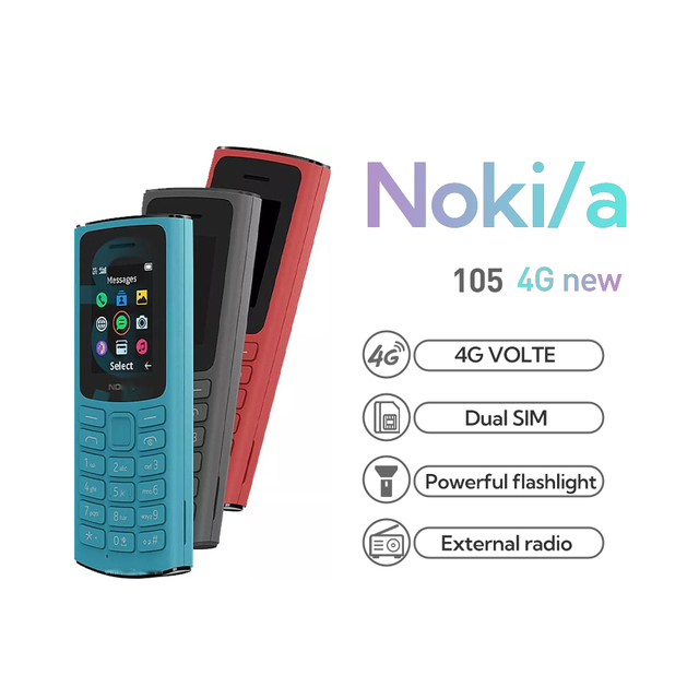 Wholesale Advantage Original Noki/a 105 4G Black Popular FM Radio Flashlight HD Call Big Button Feature Phone