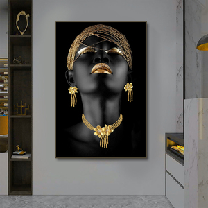 Nouvelle Arrivée - Peinture sur Toile Femme Africaine Noire - Modèle d'Art Corporel - Peinture en Porcelaine Cristalline Femme Africaine Sexy Encadrée - Product Image 4