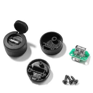 Grosir pvc listrik konektor fleksibel-Adaptor Kabel Dudukan Panel Bulat Konektor USB Kualitas Terjamin Konektor Usb C Hitam