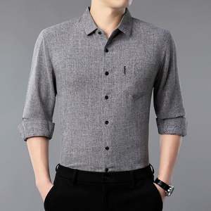 <span class=keywords><strong>Chemise</strong></span> en <span class=keywords><strong>lin</strong></span> à manches longues pour homme, printemps et automne, décontractée, couleur unie, sans <span class=keywords><strong>repassage</strong></span> - Product Image 5