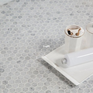 Mosaico de mármol blanco de Carrara del mosaico de mármol blanco de Carrara del salpicadero de la pared del piso del <span class=keywords><strong>cuarto</strong></span> de b - Product Image 4