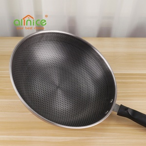 Sartén antiadherente de acero inoxidable con recubrimiento de panal de alta calidad, <span class=keywords><strong>Wok</strong></span> con tapa de vidrio - Product Image 5