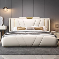 Lit capitonné King Size de haute qualité, canapé-lit de luxe pour mariage, ensemble de meubles de chambre gris avec rangement et fonctions d'éclairage LED, vente en gros
