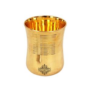IndianArtVilla Vidrio de diseño de medio forro de latón puro para almacenamiento y ML - Product Image 2