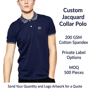 เสื้อโปโลผู้ชายผ้าปิเก้ 200 GSM ผ้าฝ้ายผสมสแปนเด็กซ์ คอปกแจ็คการ์ด รับผลิตโลโก้ตามสั่ง แบรนด์ส่วนตัว - Product Image 6