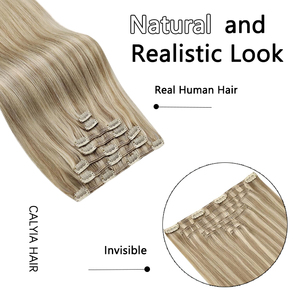 Clip de <span class=keywords><strong>cheveux</strong></span> humains droits en extension Real Remy Clip in Hair Extension Clip Ins Strawberry Blonde Mix Light Blonde Hair Fournisseur - Product Image 3