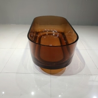 Baignoire autoportante de luxe transparente en résine de haute qualité, design moderne, pour salle de bain, avec drain intégré