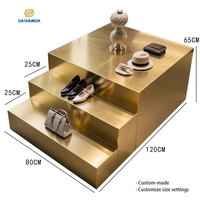 Présentoir à plusieurs niveaux en acier inoxydable pour vêtements, chaussures, sacs, vitrine de magasin de détail