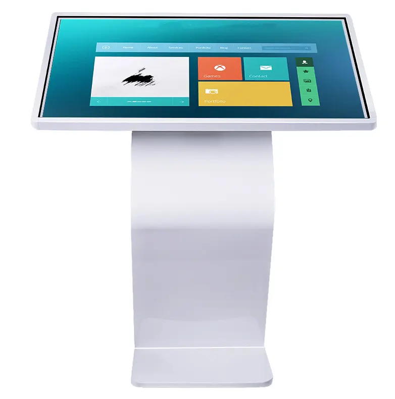 32'' Standalone Touch Screen Lcd Digital Information K And S Shape Kiosk With Software