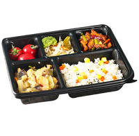 Boîte alimentaire jetable en plastique à 4 compartiments avec couvercle transparent pour la préparation de repas à emporter, idéale pour la restauration