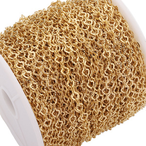 Cadena de acero inoxidable con corazones en relieve, color oro 18k, con retención de color, para la fabricación de pulseras, accesorio de joyería DIY. - Product Image 5