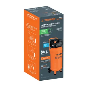 Compresseur sans huile BOX 1, 50L, 3HP, vertical, 127V, TRUPER - Product Image 4