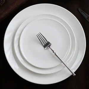 Grosir harga murah piring Plat datar 10.5 inci besar putih murni Hotel bulat keramik porselen piring makan Set UNTUK RESTORAN - Product Image 1