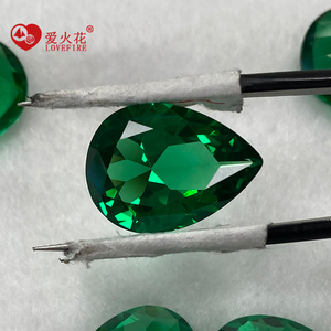 love Fire <strong>Gems</strong> High Quality Pear <strong>Machine</strong> <strong>Cut</strong> Green Nano Crystal Glass Stone China Synthetic Nano - Product Image 1