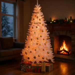 Albero di Natale Artificiale Bianco 2,3m con Luci LED Bianco Caldo e Decorazioni per Interni per Celebrazioni Festive - Product Image 2