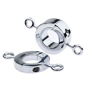 Paslanmaz çelik testis topu sedye Penis skrotum CBT kısıtlama kilitleri ağır Penis halka horoz halka Metal bilyalar kolye - Product Image 6