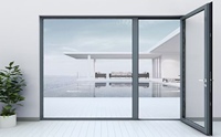 Puerta Abatible de Aluminio Personalizada de Fábrica, Vidrio Templado Aislante, Insonorizada e Impermeable, para Villas, Hoteles y Comercios