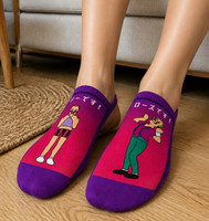 Chaussettes courtes bateau en polyester imprimées 3D pour femmes, vente en gros, chaussettes vertes respirantes à rayures tendance et motifs de dessins animés pour l'automne