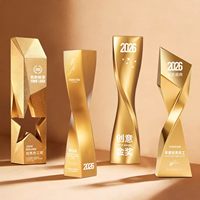 Trophées créatifs irréguliers en or, argent et bronze pour réunions annuelles d'entreprise, employés exceptionnels, trophée en résine plaqué or