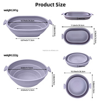 Ensemble de paniers de levage en silicone, ronds et ovales, pliables avec poignées, pour la levée de la pâte à la sourdough, antiadhésifs