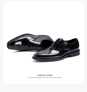 Dress Formal shiny leather shoes for men, <strong>black</strong> genuine leather British business <strong>brogue</strong> <strong>patent</strong> leather shoes - Product Image 6