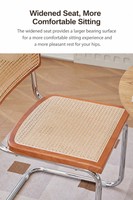 Chaise de salle à manger cantilever sans accoudoirs, style Mid-Century Modern, assise en rotin synthétique tressé, structure chromée argentée durable, mobilier de maison