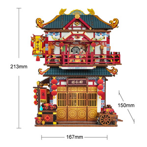 Tonecheer Nhà Hàng Cổ <span class=keywords><strong>3D</strong></span> Câu Đố Máy Tính Để Bàn Lưu Trữ Cổ Bằng Gỗ Trung Quốc Xây Dựng Thu nhỏ Nhà Đồ Chơi Gỗ Tự Làm Nhà Búp Bê - Product Image 3