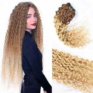 Extensions de cheveux humains vierges brésiliens Remy 100% non traités, tissage double trame à la machine, 2 tons T6/613 #   Deep Wave Toutes Couleurs Non - Product Image 1