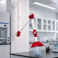 Équipement de laboratoire moderne, hotte d'extraction chimique murale à bras articulé réglable à 360° en PP pour hôpital et atelier