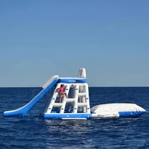 Chơi trung tâm trượt hồ bơi nổi khổng lồ Inflatable nổi trượt nước cho người lớn vào hồ bơi