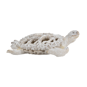Statue de tortue décorative en polyrésine avec motif de récif corallien blanc 13,2x12,2x3,9 pouces Ornement de jardin - Product Image 2