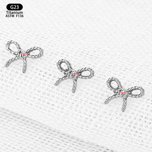 Boucles d'oreilles en titane F136 en forme de nœud papillon pour femmes, accessoires de mode, bijoux, boucles d'oreilles en alliage de titane ASTM F136 - Product Image 1