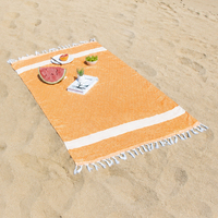Custom logo White 100% Cotton Stripe Portable Turkish Beach Towel Large Factory Direct Wholesale to Retailers Low MOQ