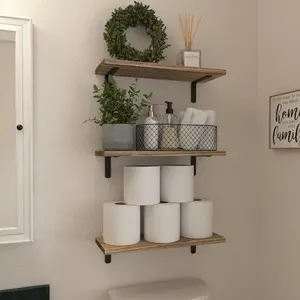 Custom Set Of 6 Wooden Floating Shelf Rustic Floating Shelves For Storage