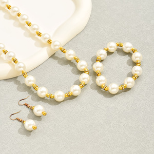Wholesale Jewelry <b>Set</b> Hot Imitation Pearl Fashion OT Buckle Light Luxury Clavicle <b>Necklace</b> <b>Bracelet</b> Earrings - Product Image 6