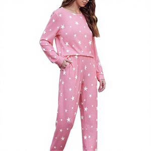 Private Label Women Winter ODM 2 Pieces Elastic Waist Knitted Casual Long Sleeve Soft Breathable Pajama Set - Product Image 4