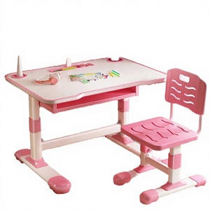 Pink Kids Desk <b>Chair</b> Set Adjustable Height Plastic School Furniture Modern Design for Babies and Kids <b>Study</b> Use - Product Image 3
