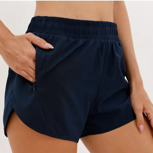 Women's <b>Light</b> Blue Elastic Waist Running Shorts Breathable Knitted Sporty Fit Regular Size Mid Waist Athletic Workout Gym Yoga - Product Image 6