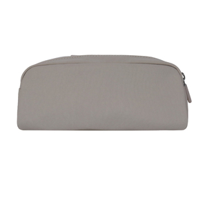 Étui à crayons en nylon beige personnalisable avec fermeture à glissière et patch logo de marque pour l'école ou le bureau par SENDA - Product Image 3