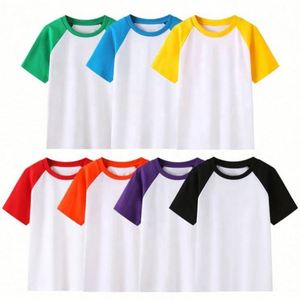 T-shirts pour enfants en coton doux de haute qualité, couleur assortie, col rond, avec logo personnalisé - Product Image 5