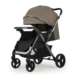 <span class=keywords><strong>Poussette</strong></span> de bébé en lin <span class=keywords><strong>pratique</strong></span> <span class=keywords><strong>pliable</strong></span> avec grand espace et plateau de nourriture pour les parents occupés - Product Image 2