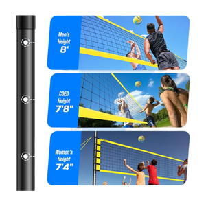 Ensemble de filet de <span class=keywords><strong>volley</strong></span>-ball portable en acier avec support, pompe à ballon et sac de transport, hauteur 107 pouces, pour jeux en extérieur, plage et jardin - Product Image 3