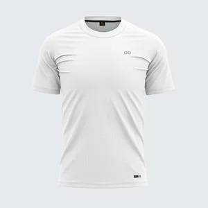 best Soft Dry Fit High Quality 4 way stretch material Mens White Round neck Customised fit short sleeve design for wholesale