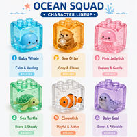 Lot de 6 blocs de construction modulaires empilables en forme d'animaux marins en cristal de sucre, jouets sensoriels anti-stress