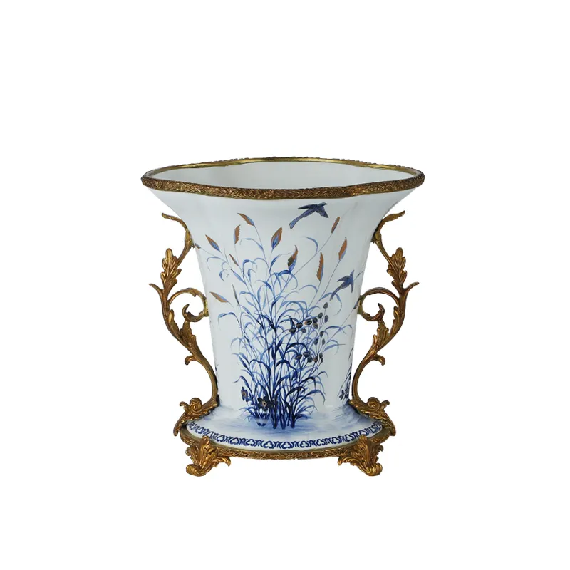ming dynasty antique china leaf pattern ceramic vase ceramic home decor items blue and white big flower vase