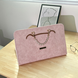 Sac à main pour ordinateur <span class=keywords><strong>portable</strong></span> rose style fille - Sac d'ordinateur en cuir PU tendance, étui pour ordinateur <span class=keywords><strong>portable</strong></span> pour usage quotidien - Product Image 1