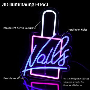 Lumière néon pour salon de manucure, lumière ambiante LED en acrylique transparent, lumière décorative pour salon de beauté, lumière indicatrice suspendue à intensité variable - Product Image 2