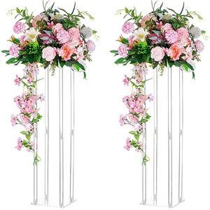 Wedding Centerpieces Acrylic Vases Square Geometric Tall Flower Stand For Party Table Decorations