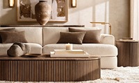 Meubles de salon modernes de luxe haut de gamme, table basse longue en marbre artisanal avec base en bois massif