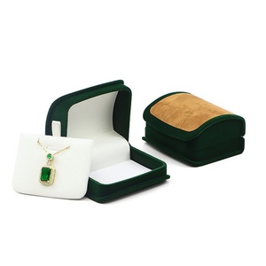 Luxury Custom Green Gray Texture Jewelry Box High Quality Arch Design Velvet Jewelry Packaging Box Ring <b>Earrings</b> Jewelry <b>Case</b> - Product Image 6